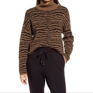 Lou & Grey Cypress Tiger Stripe Turtleneck Sweater (Sz Small)